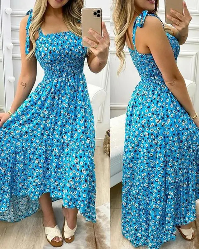 Elegant Floral Maxi Dress with Spaghetti Straps for Women - Image 19