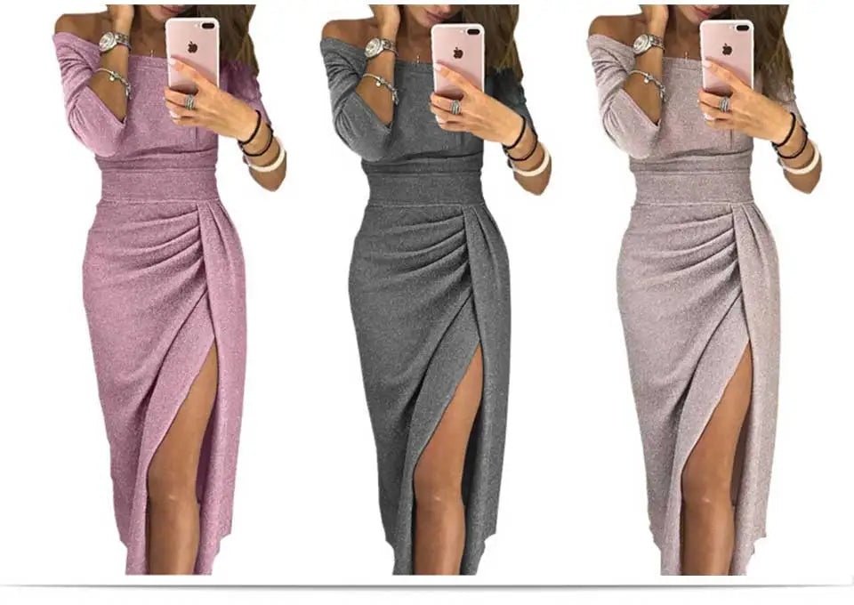 Elegant Off-Shoulder Long Dress for Evening Parties - Image 11