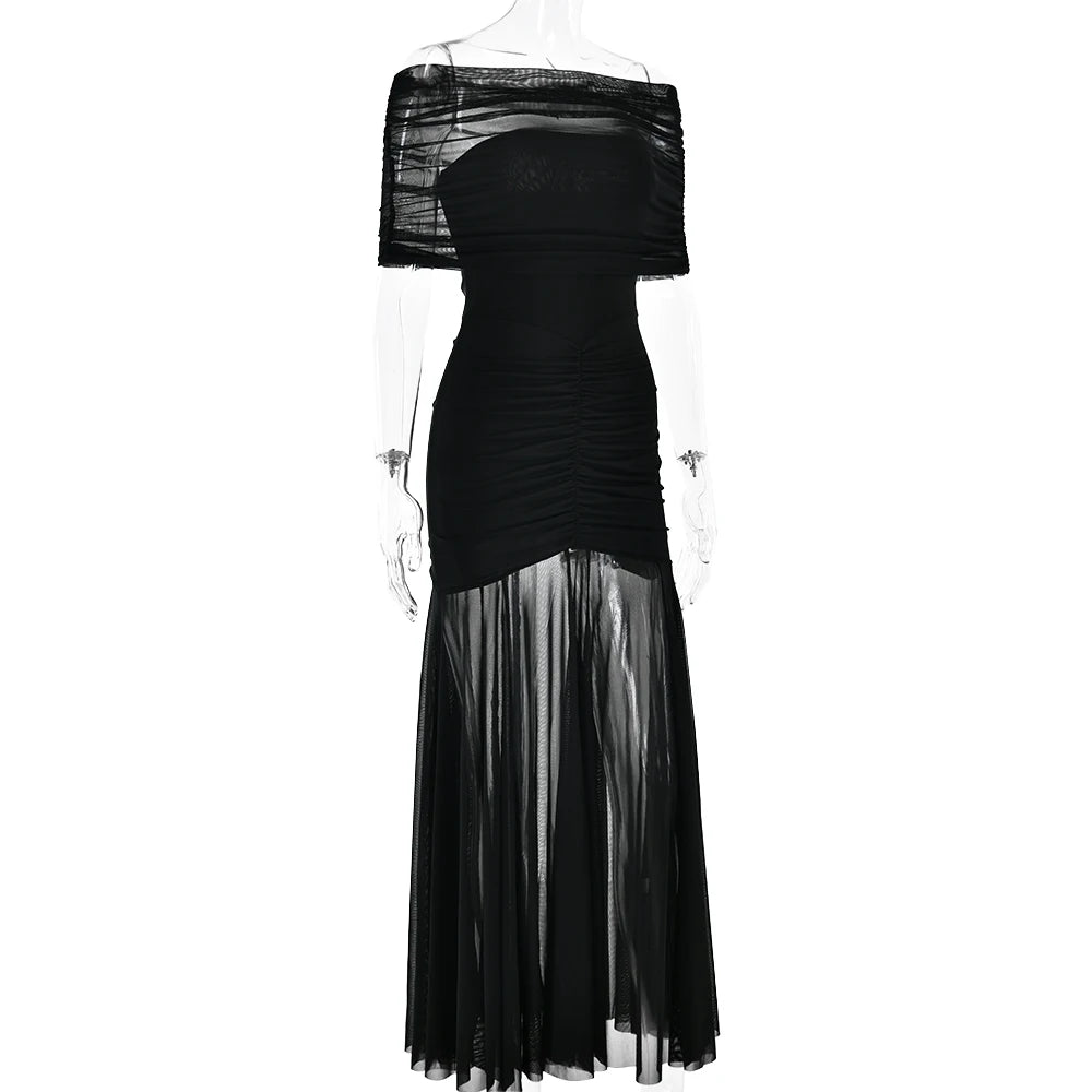 Elegant Off-Shoulder Ruched Maxi Dress for Summer Events - Image 12