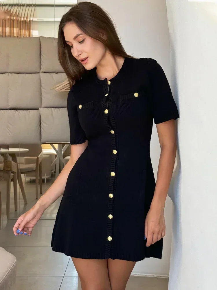 Elegant Mini Knit Dress for Women - Slim Fit Vacation Style