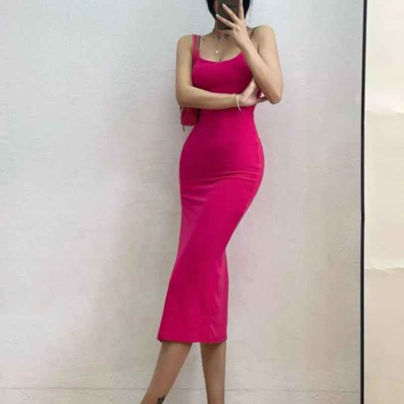 Slit Spaghetti Strap Bodycon Dress for Women - Image 18