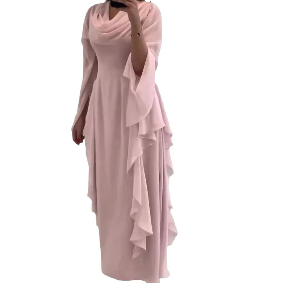 Ankle-Length Puff Sleeve Solid Casual Summer Dress - Image 6