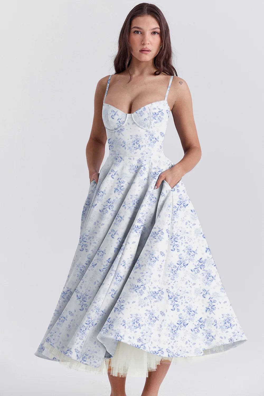 Elegant Floral Spaghetti Strap Backless Party Dress - Image 99