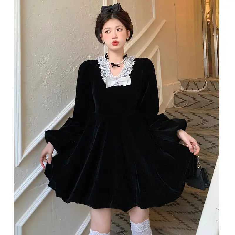 Chic Plus Size Autumn-Winter Black Dress for Curvy Figures - Image 5