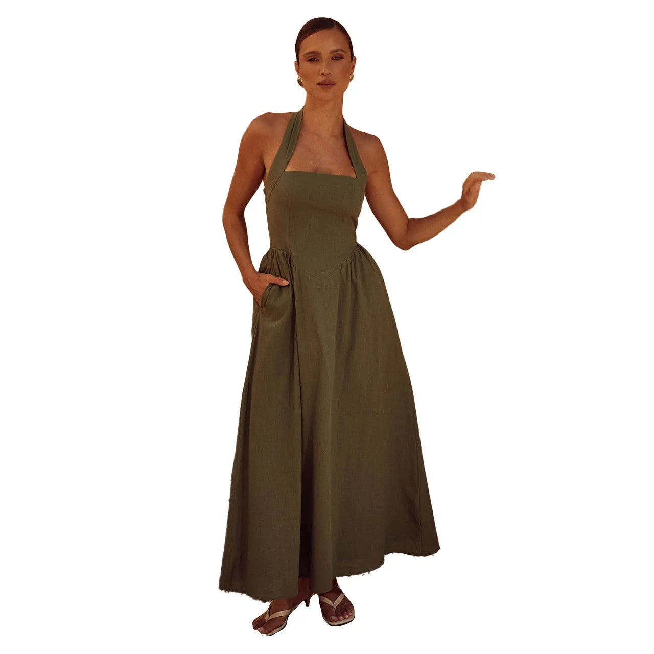 Stylish Backless Halter Neck Summer Maxi Dress for Women - Image 30