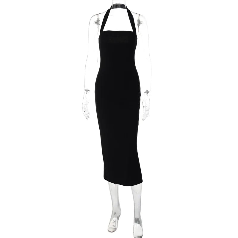 Elegant Backless One-Shoulder Black Bodycon Evening Dress - Image 11