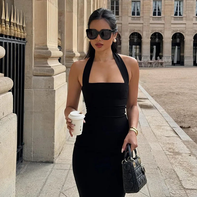 Elegant Backless One-Shoulder Black Bodycon Evening Dress - Image 22