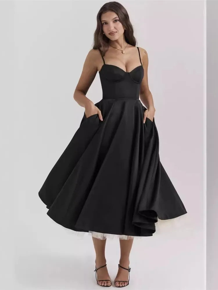 Elegant Floral Spaghetti Strap Backless Party Dress - Image 6