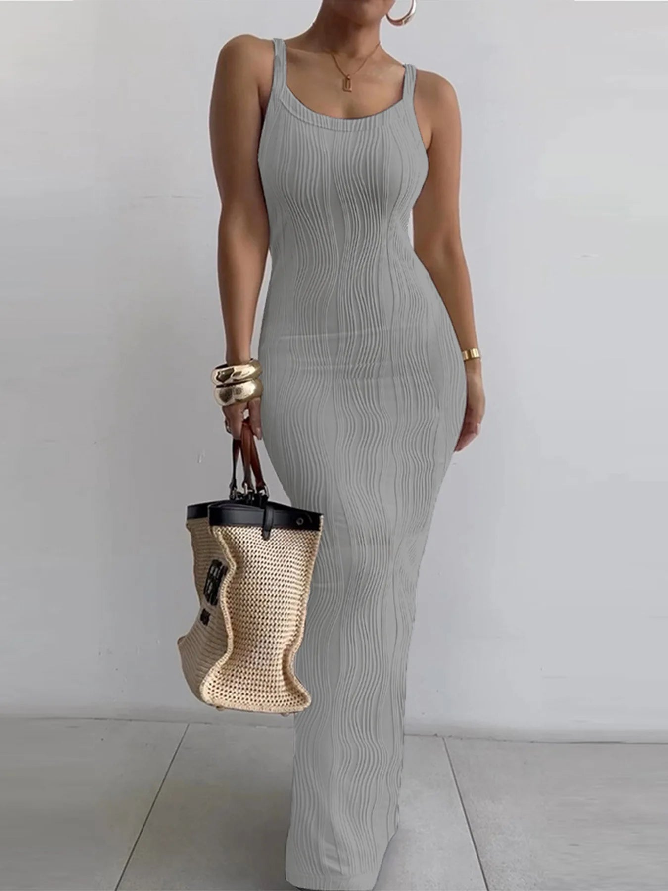 Summer Women's Casual Stripe V Neck Dress - Image 26