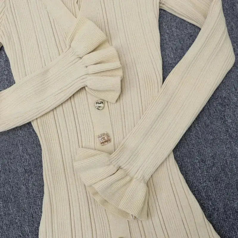 Chic V-Neck Flared Sleeve Sweater Dress for Women - Image 26