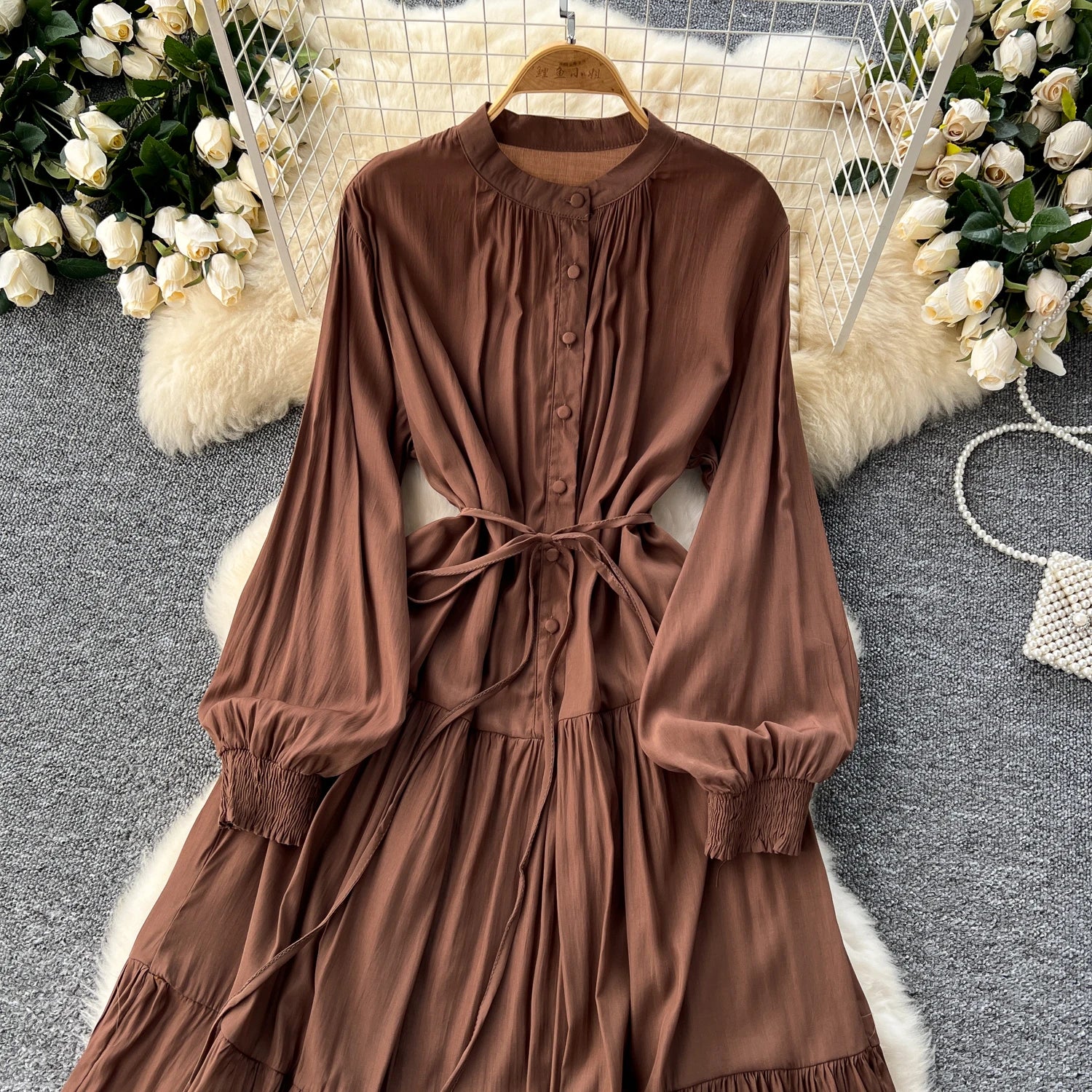 Elegant A-Line Beach Dress with Loose O-Neck Sleeves - Image 35