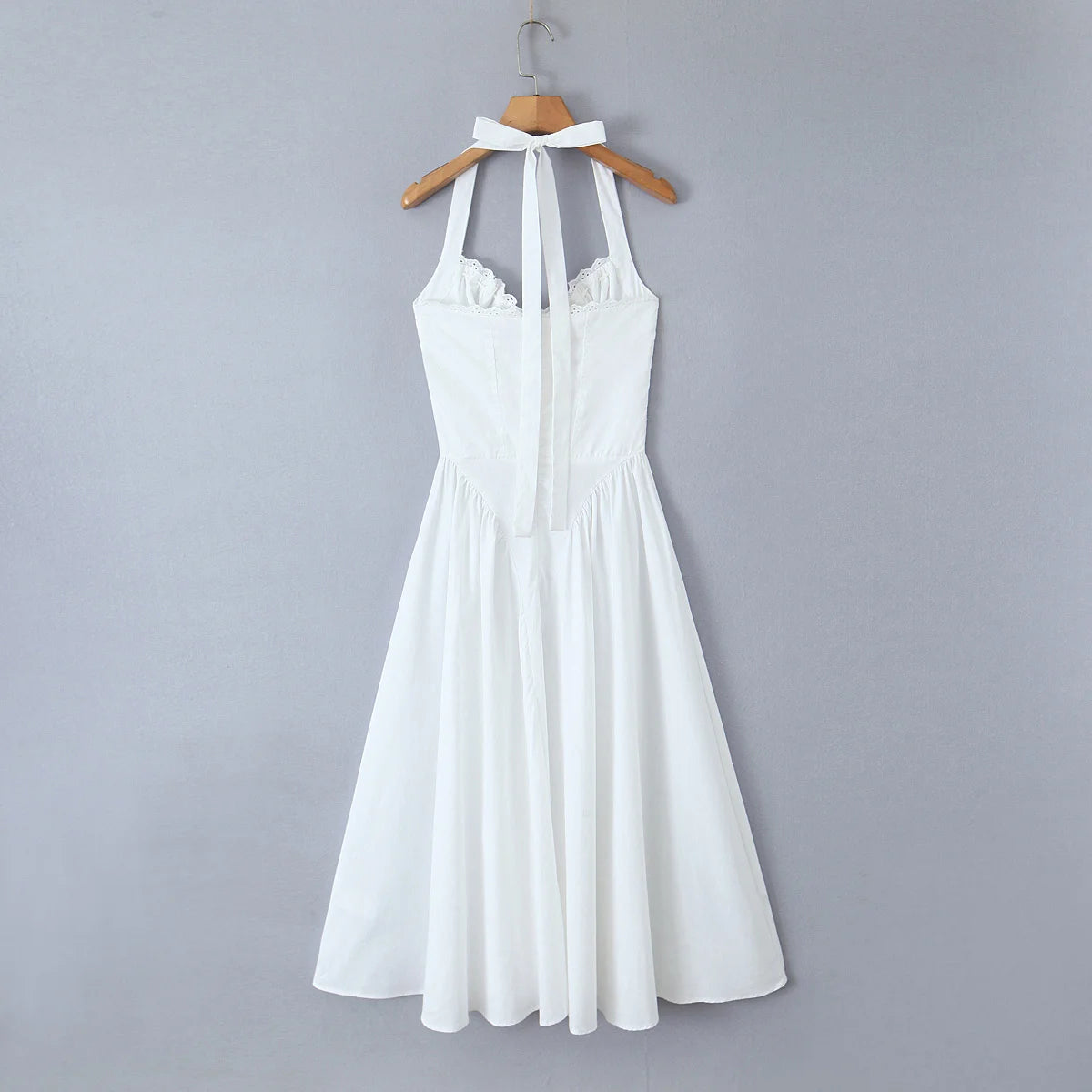 Floral Lace Trim Backless Halter Midi Dress for Women - Image 28