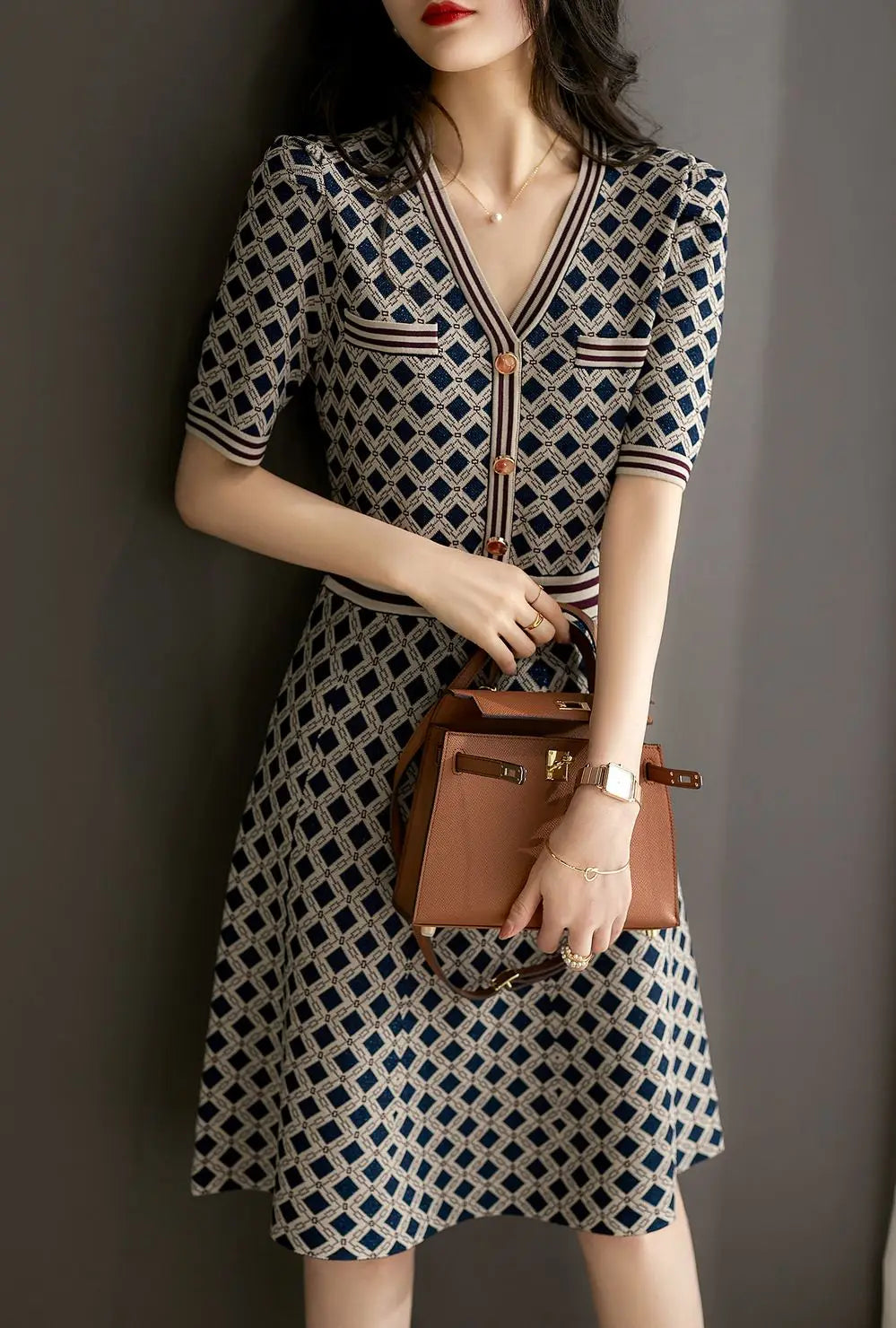 Casual Short Sleeved Knitted Sweater Dress for Women