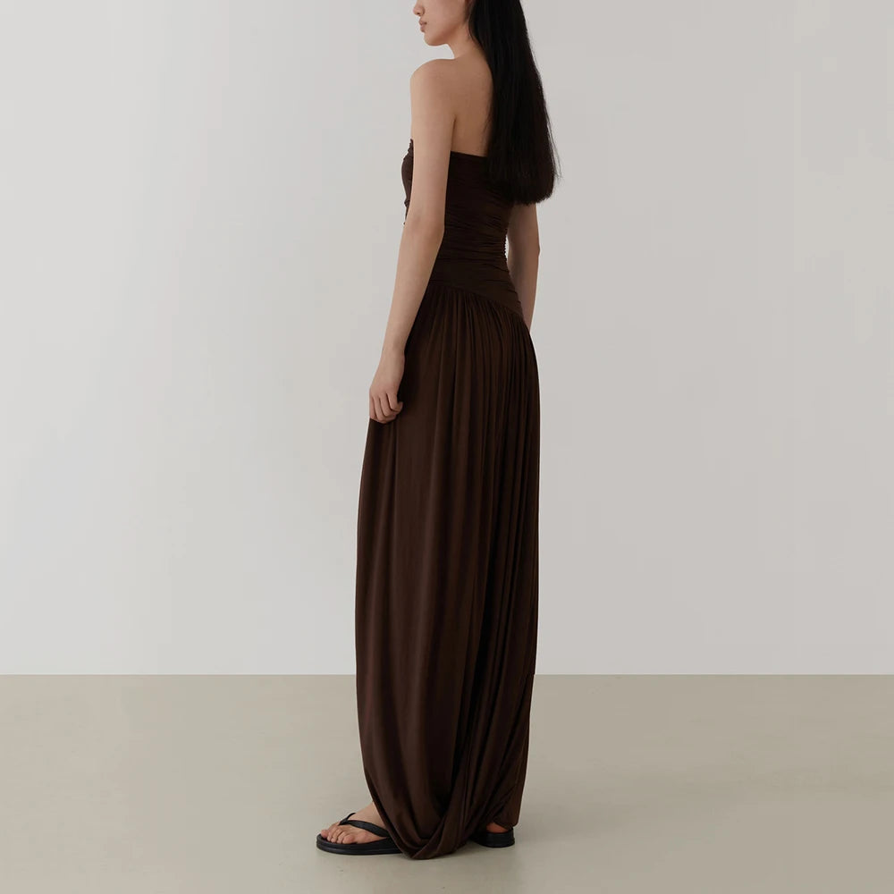 Elegant Y2K Pleated Long Dress for Summer Vibes - Image 3