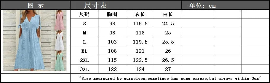Summer Women's Sexy V-Neck Lace-Up Mid-Length Dress - Image 9
