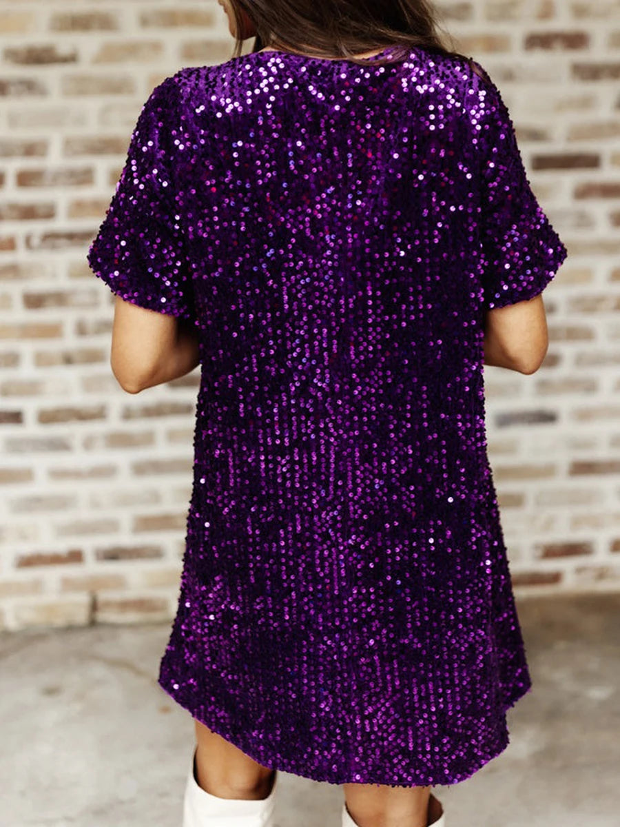 Women's Summer Sequins Mini Party Dress - Casual & Stylish - Image 3