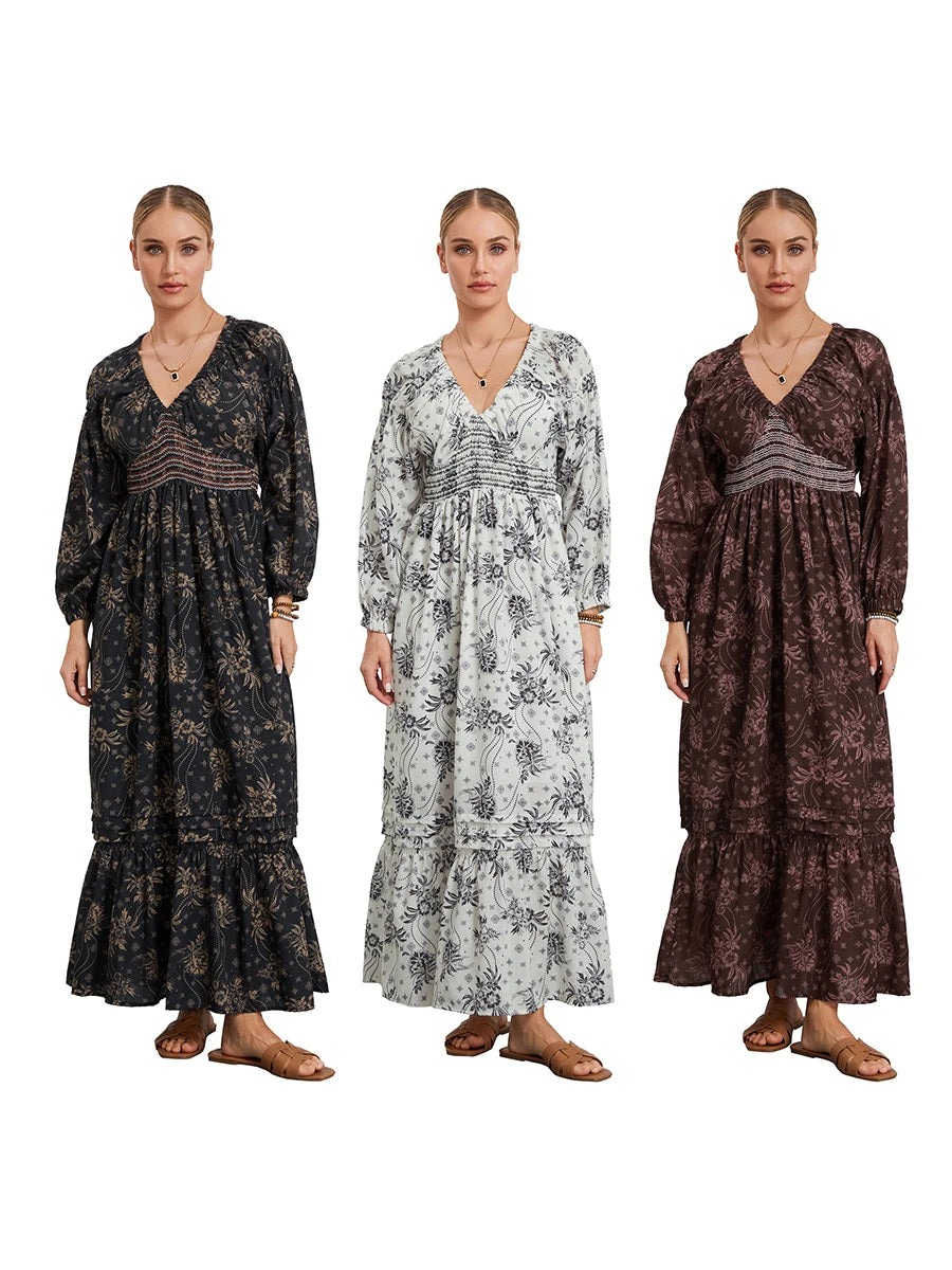 Bohemian Floral Print Flowy Beach Dress for Women - Image 92