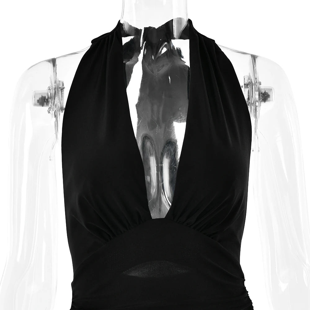 Elegant Satin Spaghetti Strap Bodycon Split Dress for Women - Image 16