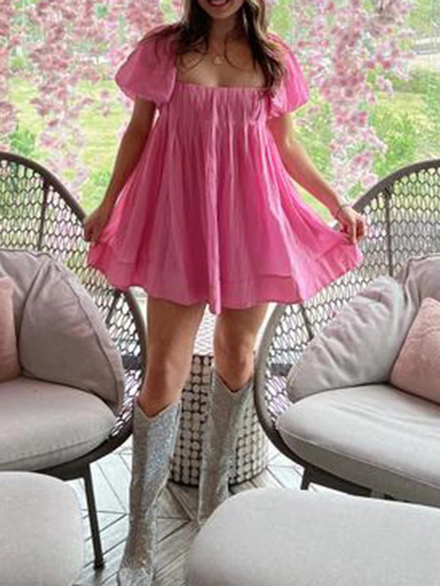 Chic Women's Summer Babydoll Puff Sleeve Dress - Image 14