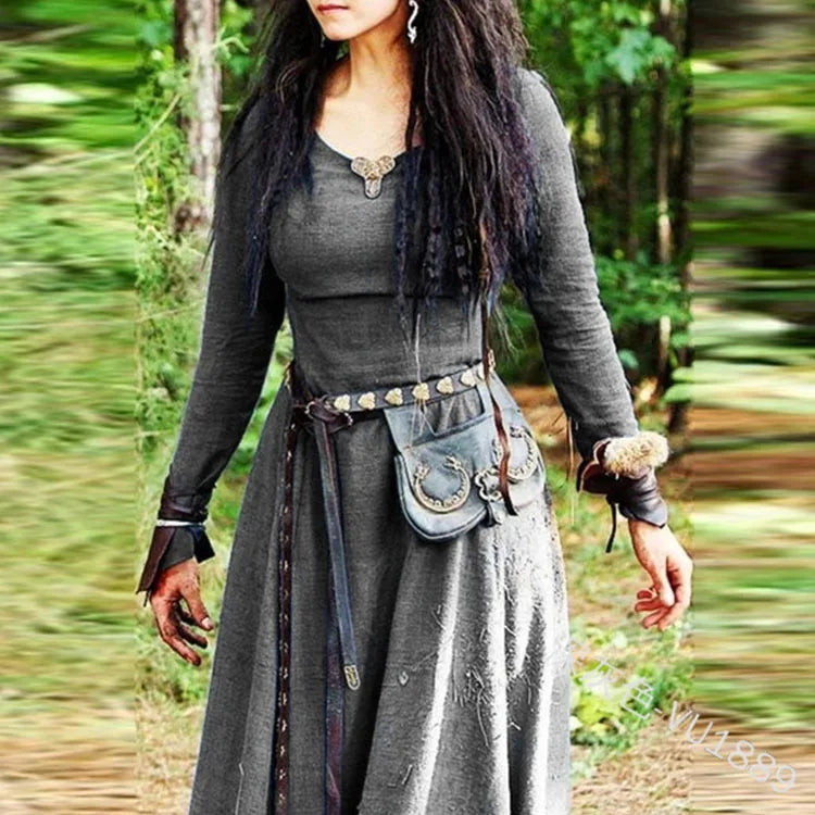 Elegant Long Sleeve Medieval Maxi Dress for Women - Image 6
