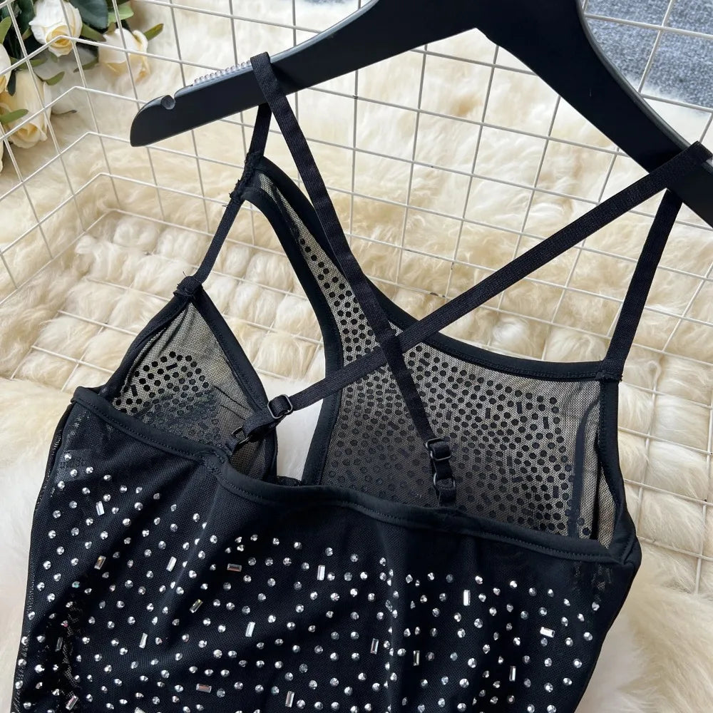 Elegant Rhinestone Cut-Out Slip Dress for Summer Events - Image 7
