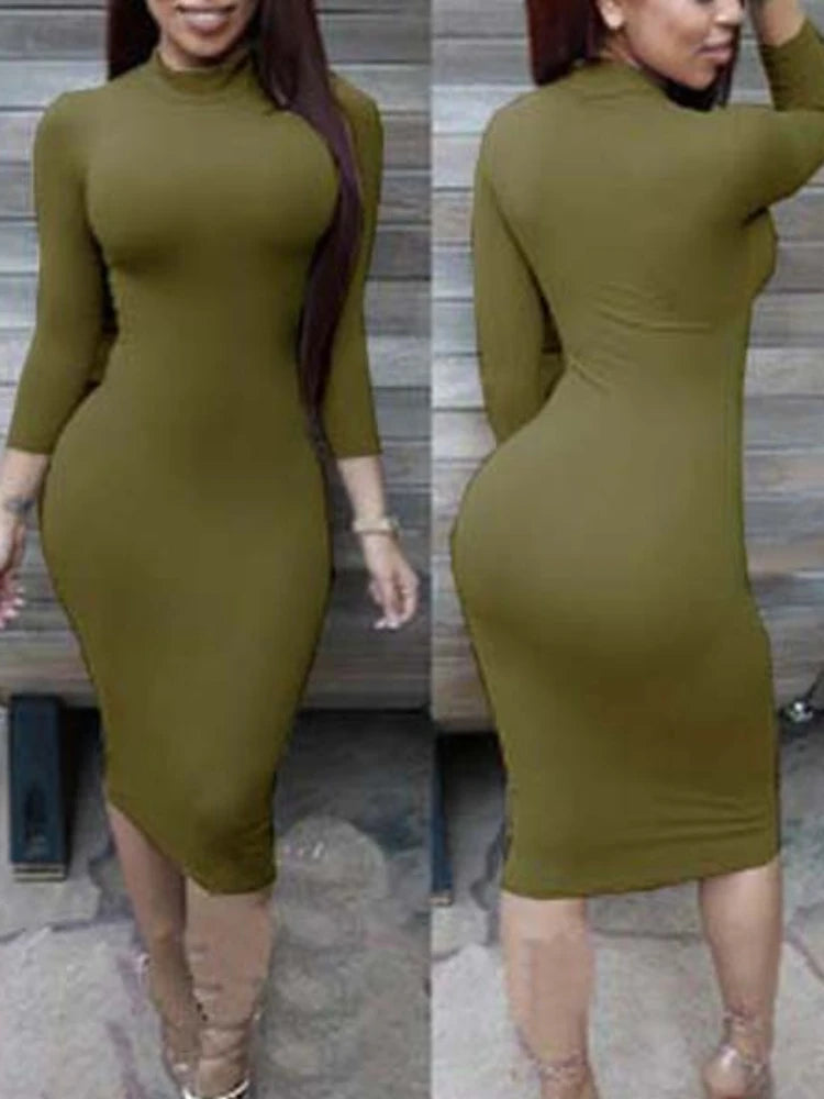 Elegant Bodycon Dress with Long Sleeves for Parties - Image 20