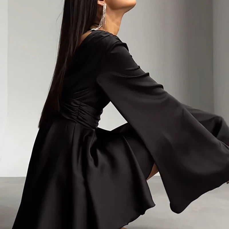 Elegant Deep V Backless Satin Mini Dress - Image 4
