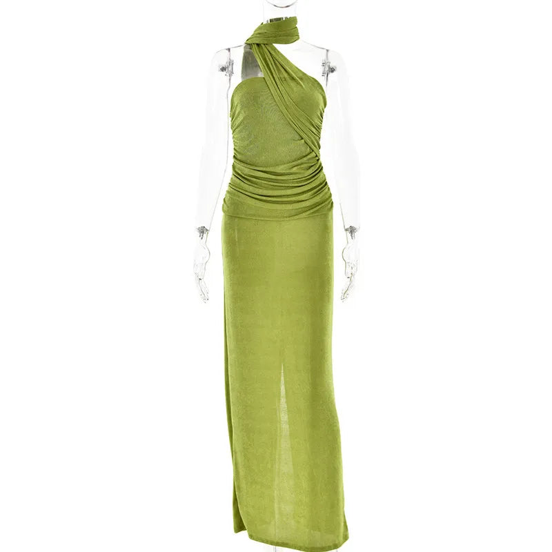 Elegant Halter Backless Maxi Dress for Women - Sleeveless Party Wear - Image 14