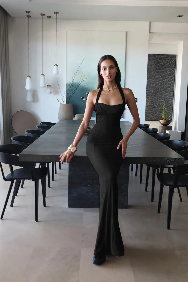 Elegant Backless Lace-Up Maxi Dress for Women - Image 29
