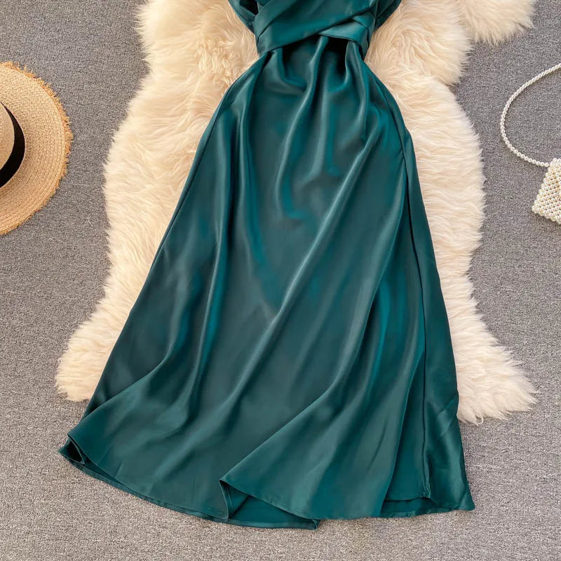 Elegant Backless Lace-up A-line Summer Slip Dress - Image 32