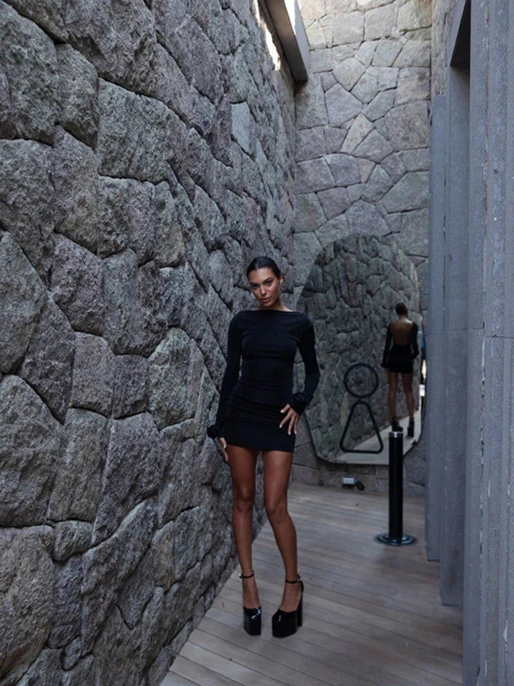Backless Bodycon Mini Dress for Autumn Parties - Image 5