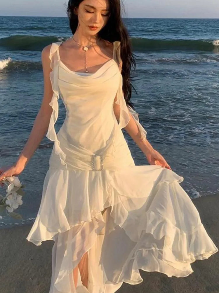 Elegant Backless Asymmetrical Ruffle Slip Dress for Summer Parties - Image 5