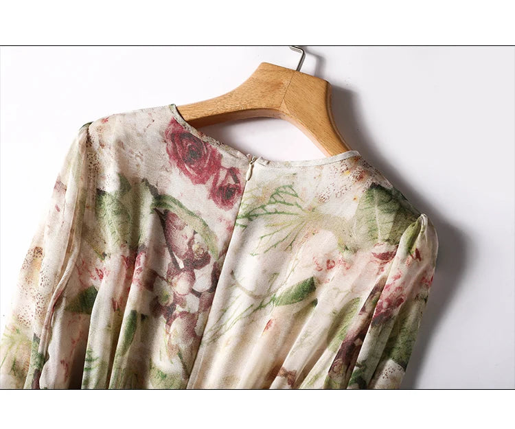 Floral Satin Short Sleeve Loose Summer Dress for Women - Image 18