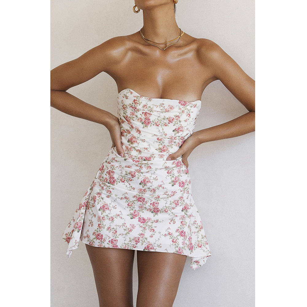 Sexy Floral Print Satin Bodycon Mini Dress for Parties - Image 17