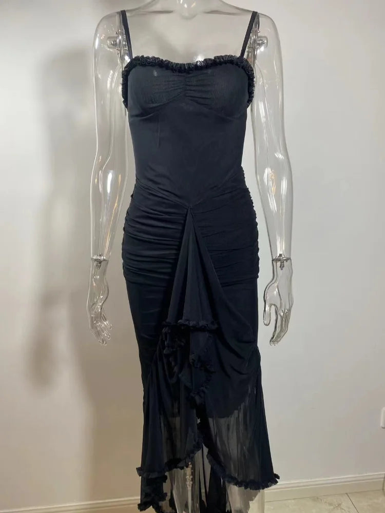 Elegant Backless Ruffle Hem Maxi Dress for Women - Image 10