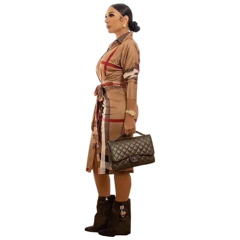 Elegant V-Neck Slim Fit Long Sleeve Dress for Women - Image 17