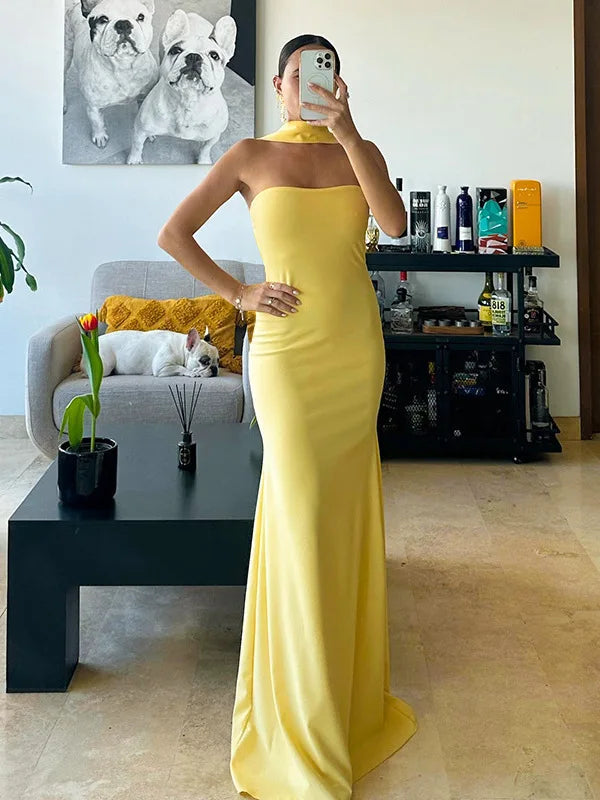 Elegant Sleeveless Fishtail Dress for Women - Backless Bodycon Evening Wear - Image 6
