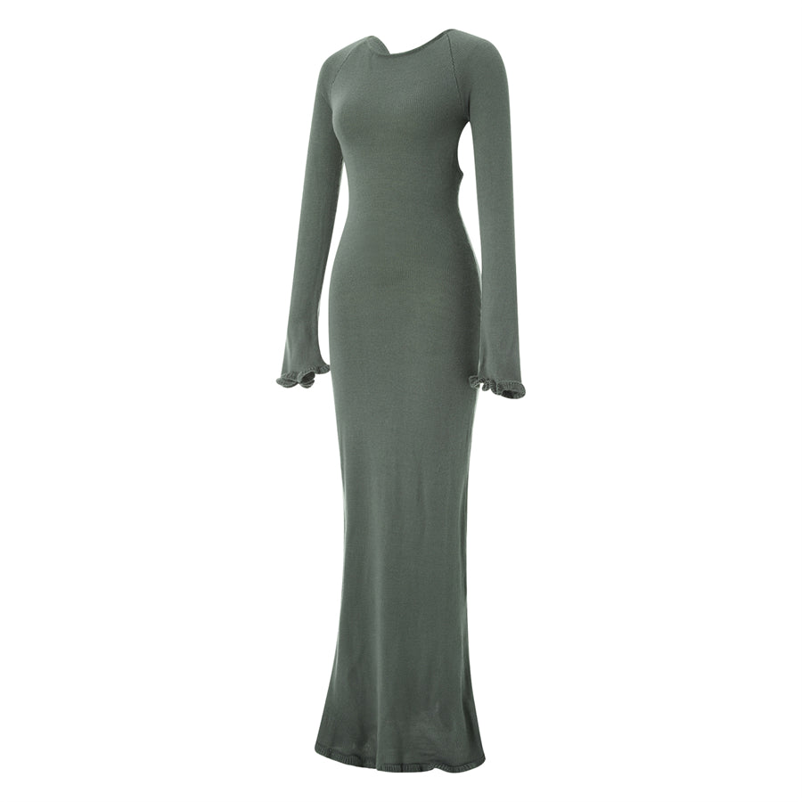 Women's Autumn Casual Knitted Backless Wrap Dress - Image 22