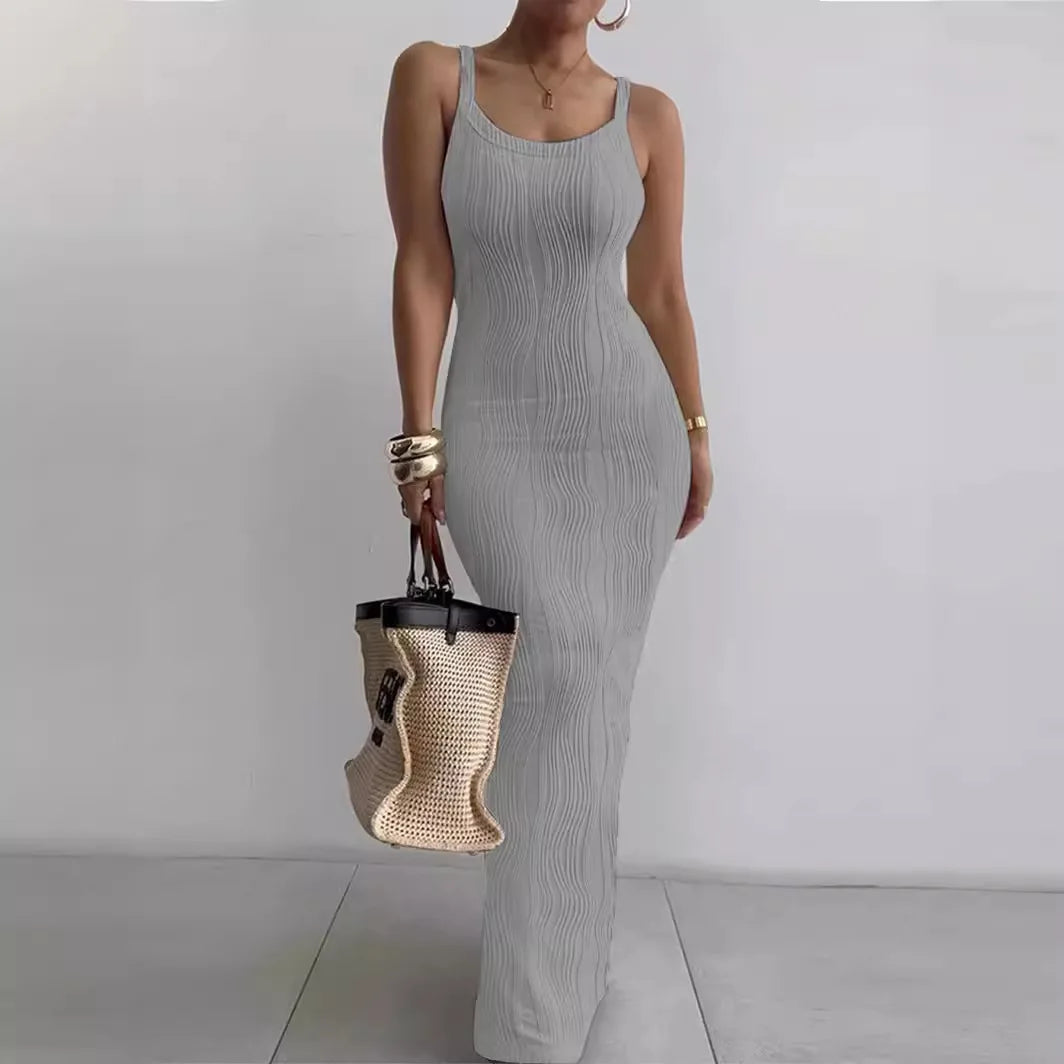 Summer Women's Casual Stripe V Neck Dress - Image 16