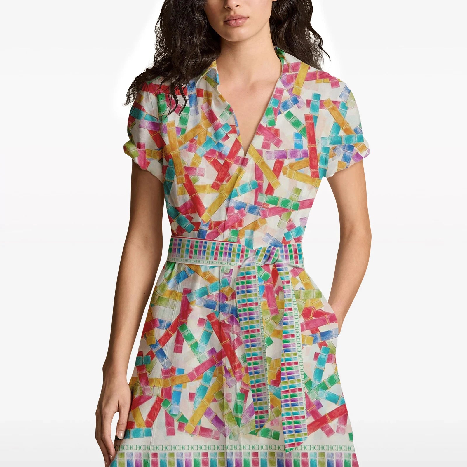Elegant Versatile Long Dress with Colorful Tie-Up Design - Image 2