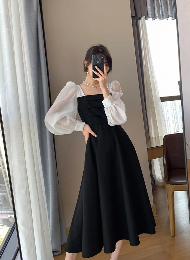 Elegant High Waist Chiffon Black Dress for Women - Image 9