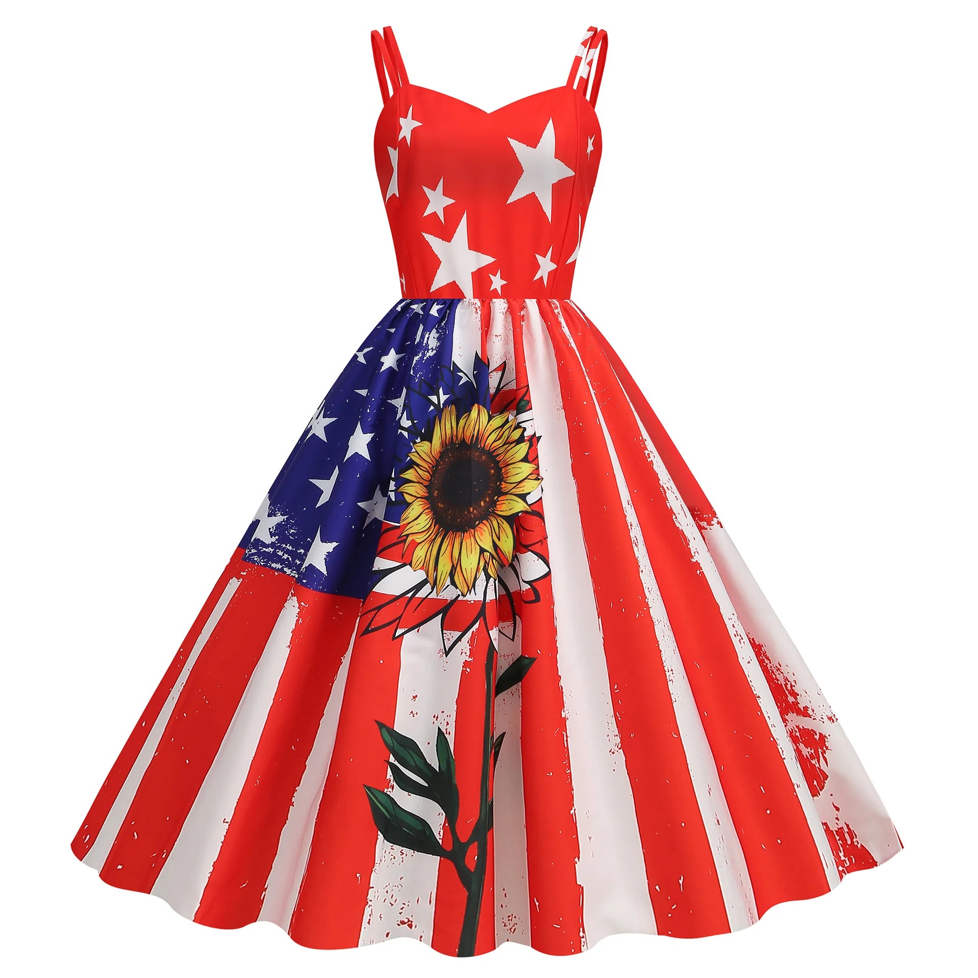 Vintage American Flag Sleeveless Slip Dress for Summer - Image 8