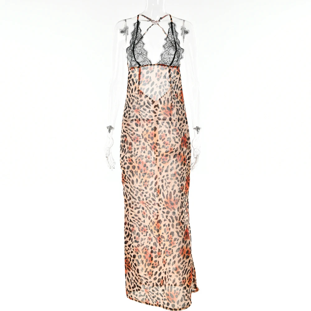Elegant Tie Dye Floral Chiffon Backless Summer Dress - Image 15