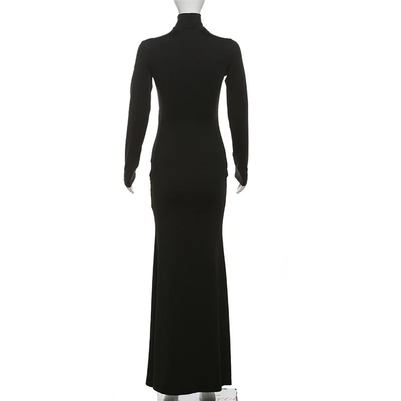 Hollow Out Backless Turtleneck Bodycon Dress for Women - Image 15
