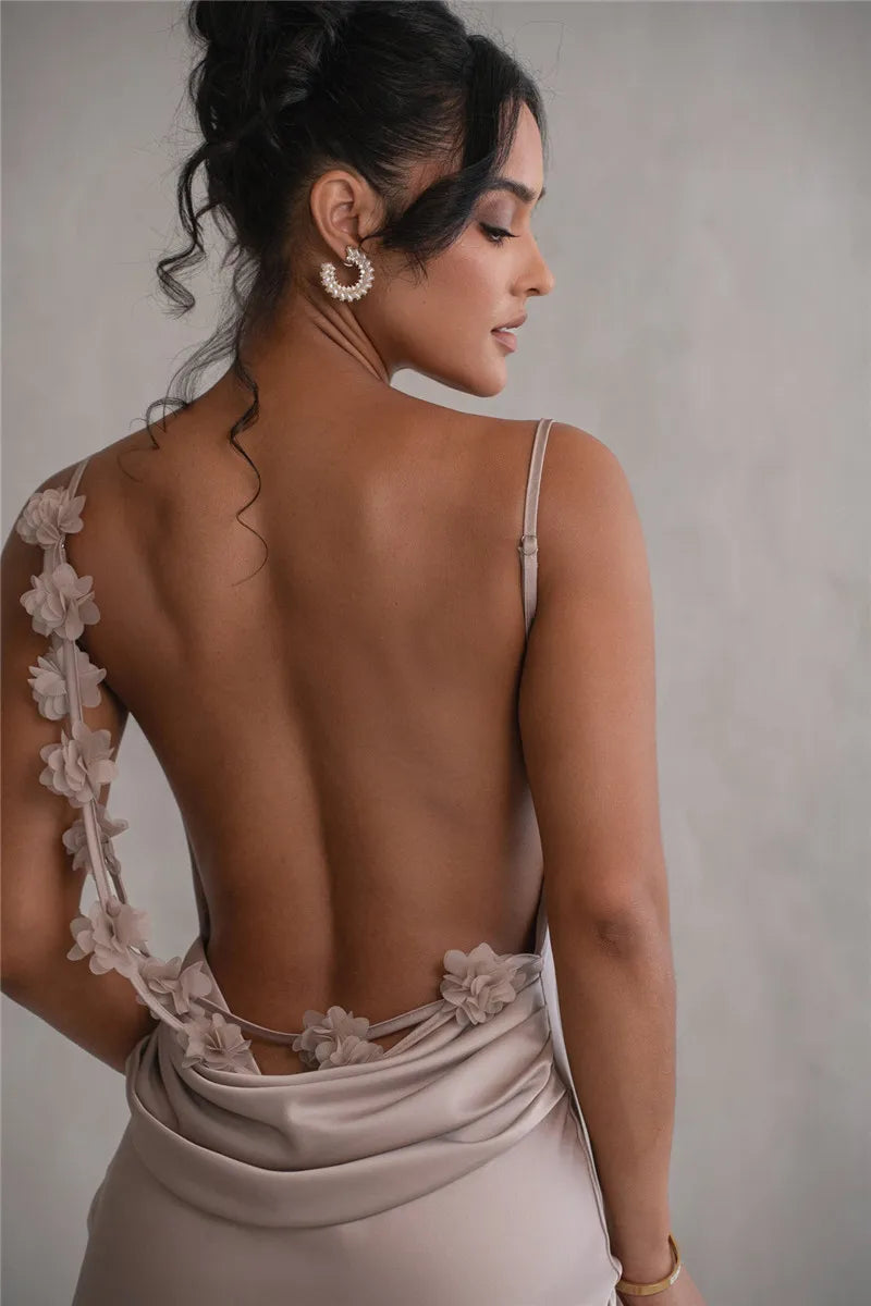 Elegant Backless Maxi Dress with Spaghetti Straps for Women - Image 29