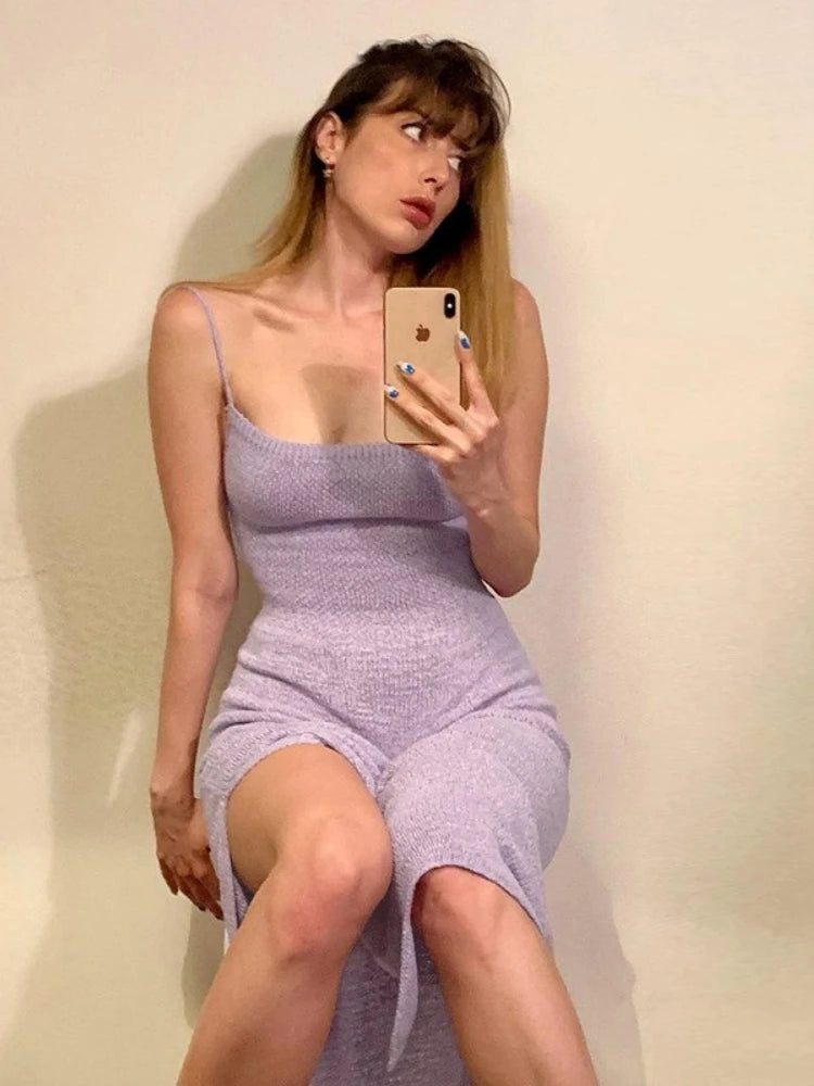 Women’s Sexy Backless Summer Knitted Sling Dress - Image 24