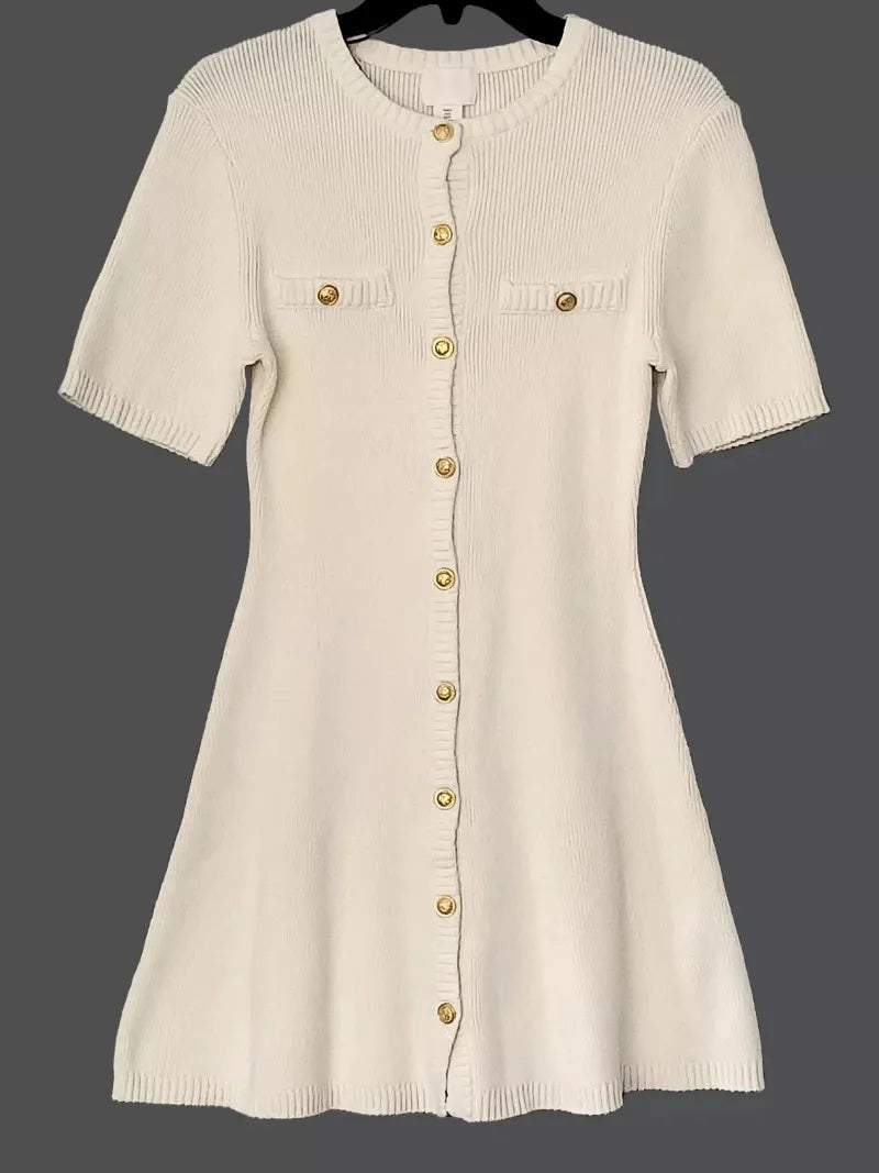 Elegant Mini Knit Dress for Women - Slim Fit Vacation Style - Image 13