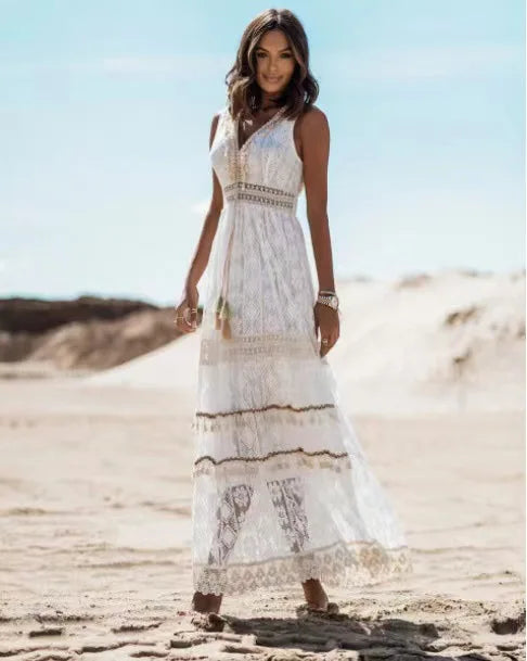 Chic Sleeveless Maxi Dress for Summer Beach Getaways - Image 5