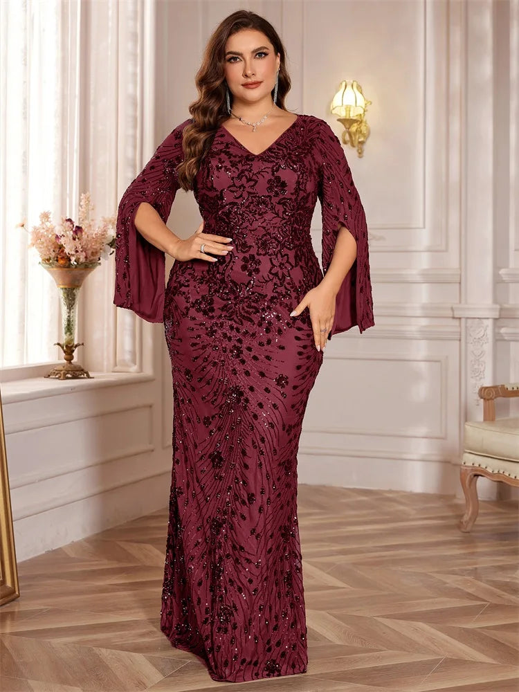 Plus Size Luxury Blue Mermaid Evening Dress for Women - Image 16