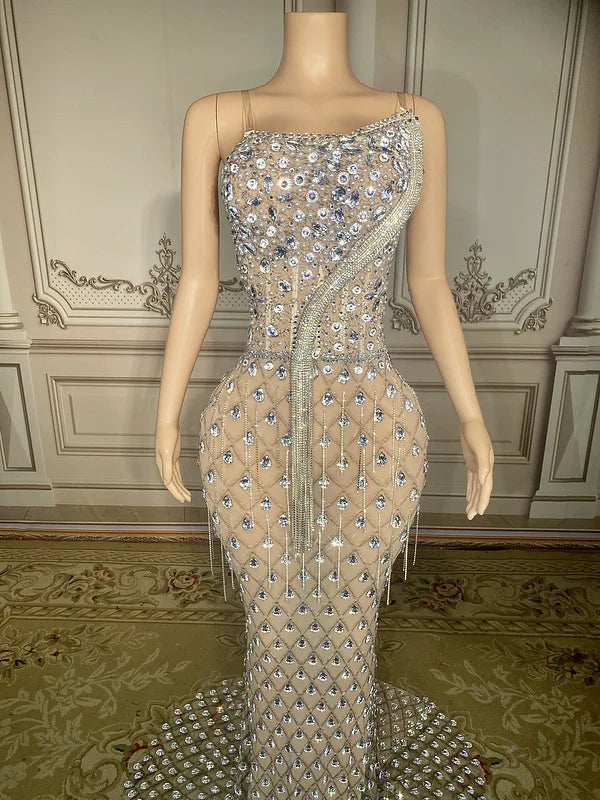Elegant Beaded Tulle Evening Dress for Prom & Weddings - Image 11